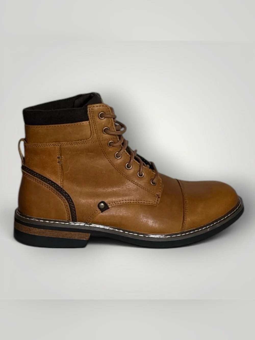 Territory Yukon Men’s Brown Leather Ankle Boots Size 11 Lace Up Comfort Boots